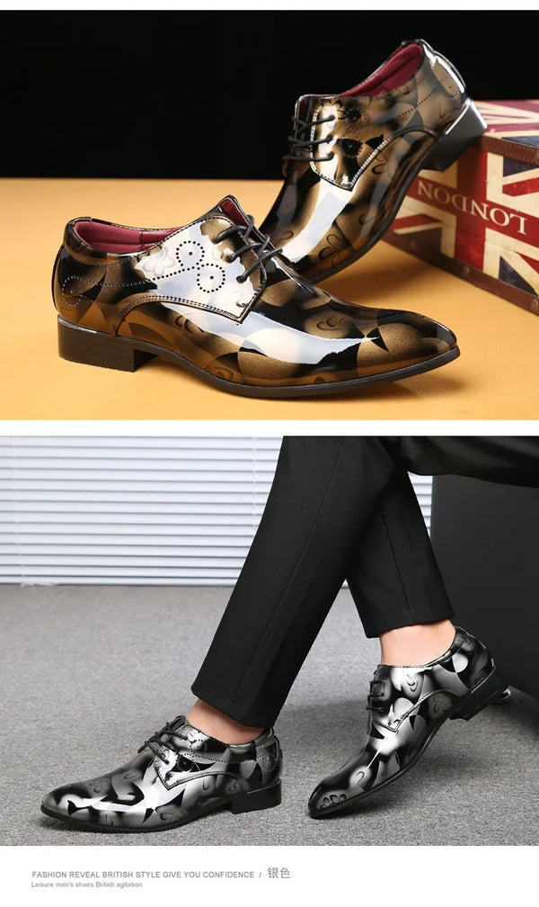 Durable and fashionable men's Oxford shoes with floral accents.