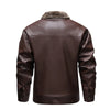 Side view of the stylish men's biker jacket with zip closure.