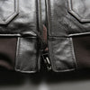 Men's leather bomber jacket in black, perfect for casual and biking wear.