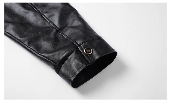 Men's stylish outerwear with a turn-down collar and zip closure.