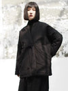 Close-up of cotton padded jacket showing functional deep pockets and premium quilted texture