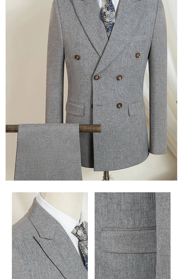 Full-length view of the Midnight Poise suit, ideal for weddings and business meetings.