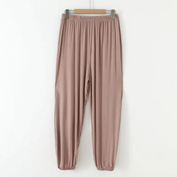 Comfy Modal Women's Pajama Pants in solid color, ankle-length, soft cotton-spandex blend for lounging and sleep.