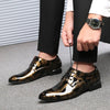 Rubber outsole of durable floral men's Oxford dress shoes for traction.