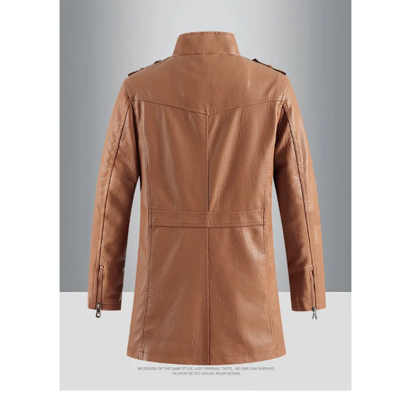Men's waterproof trench coat in neutral color, perfect for business casual style and urban commuting in spring and fall.