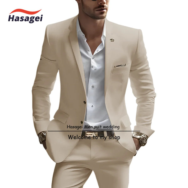 Elegant white summer suit for men, slim fit, notch lapel, perfect for weddings and business events, crafted from premium wool
