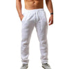 Breathable cotton-linen pants featuring flattering wide-leg cut and full length