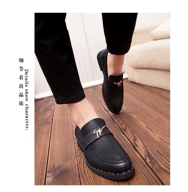 Classic black patent leather Oxford shoes for office wear.