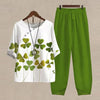 Floral two-piece set in vibrant colors, perfect for garden parties.