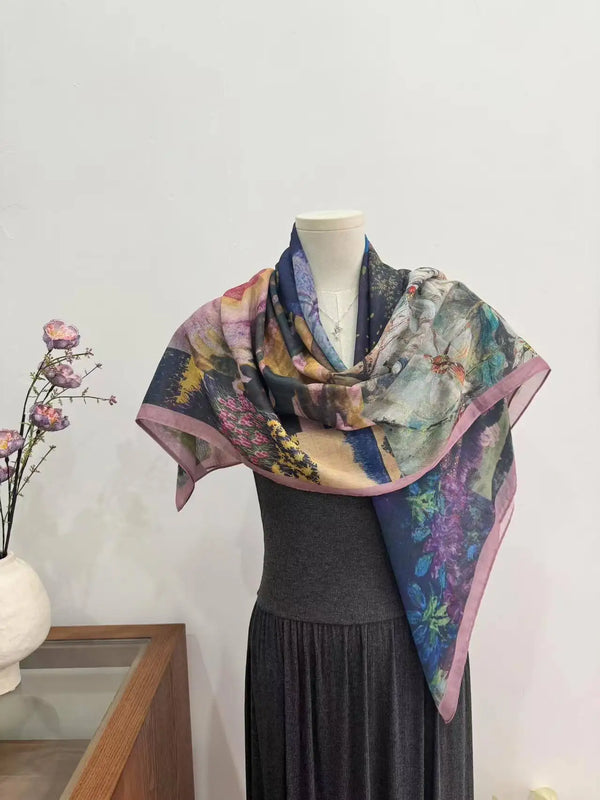 Vintage-Inspired French Square Scarf for Women