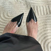 Modern transparent heels with pointed toe available in three heights