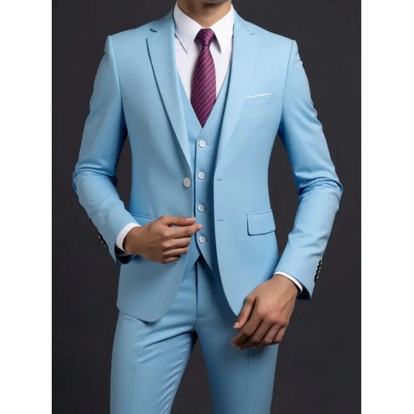 Back view of the vest in the elegant men's 3-piece suit.
