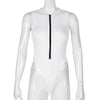Black knit bodysuit with adjustable zip front neckline