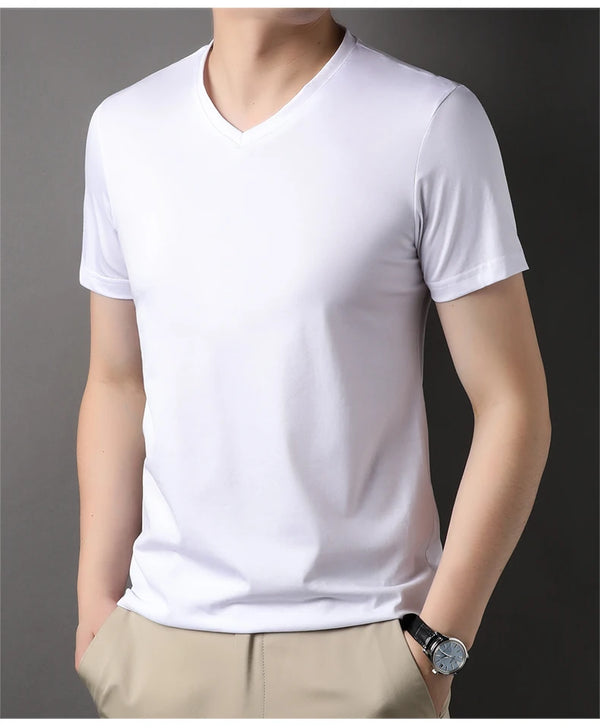 Premium knit v-neck tee for men