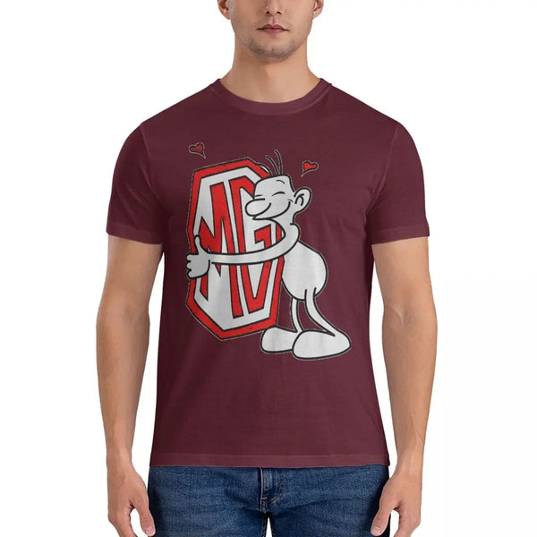 Men's quirky cotton fashion tee with unique graphic design, short sleeves, and round neck for stylish casual wear.