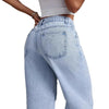Chic wide-leg denim jeans for women, featuring a button-fly closure and light distressing for stylish everyday wear.