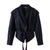 Chic belted leather bomber jacket for women, featuring lace-up detail, hood, and notched lapel, perfect for autumn and winter