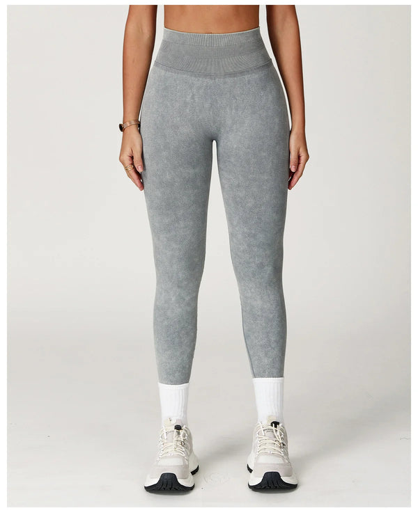 Olive green seamless leggings for women, great for gym wear.
