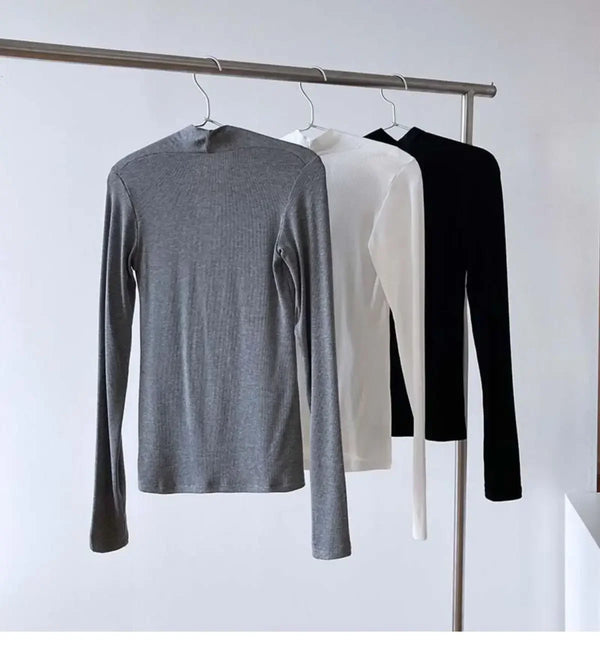 Elegant V-Neck Women's Blouse with Long Sleeves in solid color, perfect for casual and office wear, made from cotton-polyeste