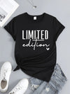 Black knit graphic tee with urban letter print and half sleeves