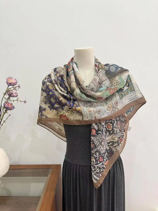Breathable women's scarf measuring 110 x 110 cm, perfect for creative styling.