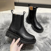 Chic Chelsea boots for women with thick sole, slip-on design, and durable rubber outsole, perfect for autumn and spring.