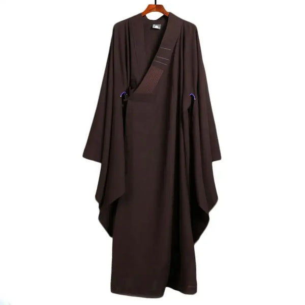 Comfortable spiritual robe in light fabric, perfect for peaceful moments at home.