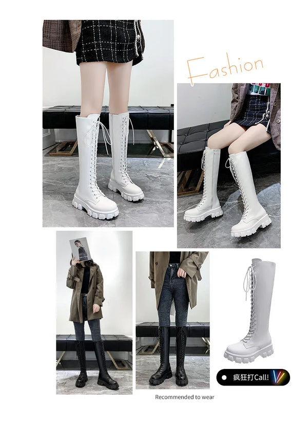 Stylish ankle high women's boots with lace-up closure, thick heel, non-slip rubber sole, perfect for fall and winter fashion.