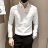 Elegant men's embroidered white long sleeve shirt with turn-down collar, perfect for casual and social events.