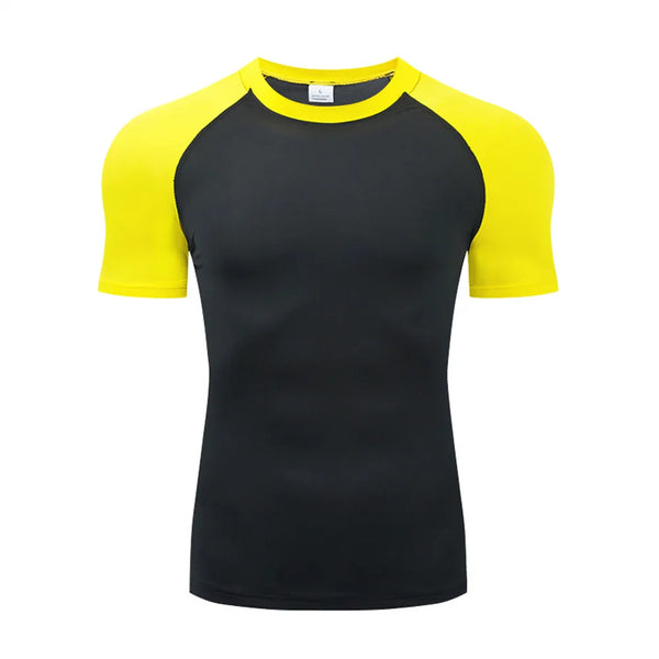Men's breathable compression fitness t-shirt for active wear, moisture-wicking, quick-dry, and stretchable design for workout