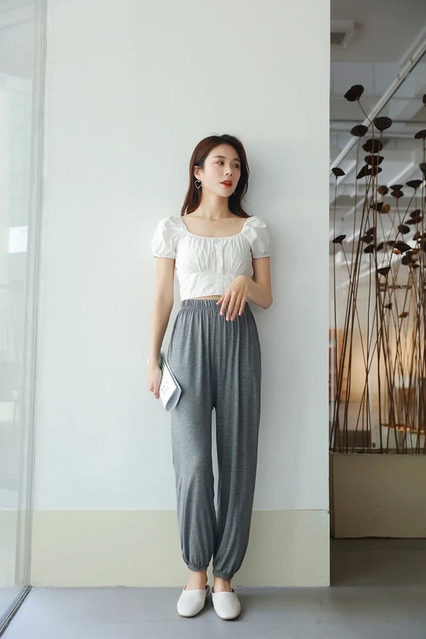 Comfy Modal Women's Pajama Pants in solid color, ankle-length, breathable fabric for lounging and sleep, sizes L-6XL.