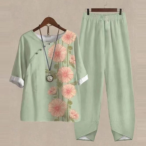 Comfortable and stylish floral two-piece for all-day wear.
