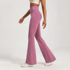 Close-up of the smooth seam on high-waist wide-leg yoga pants for a sleek look.