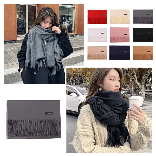 Warm and elegant black scarf, perfect for womenβs winter wardrobe.