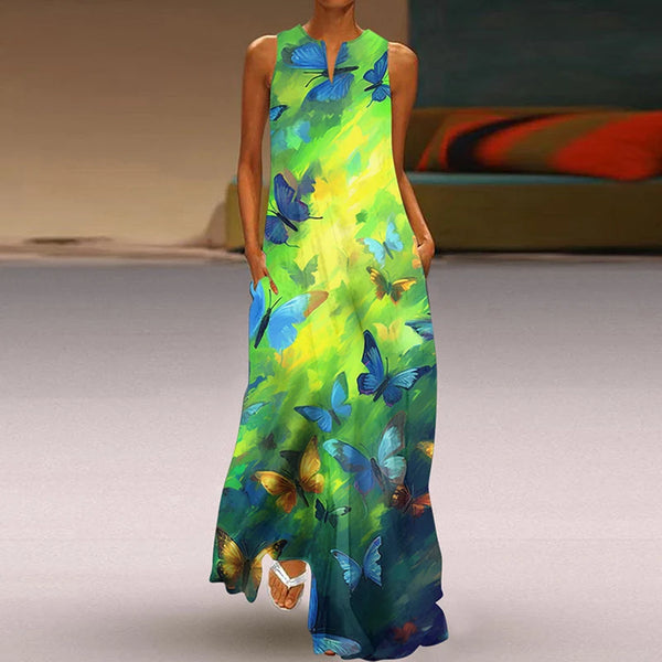 Effortless Elegance V-Neck Chiffon Maxi Dress
