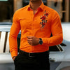 Red floral print casual shirt with timeless botanical rose design