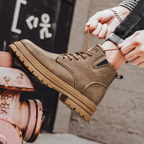 Side view of Urban Trailblazer Boots highlighting the stylish black finish and minimalistic design.