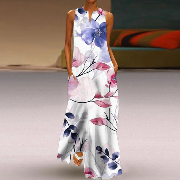 Effortless Elegance V-Neck Chiffon Maxi Dress