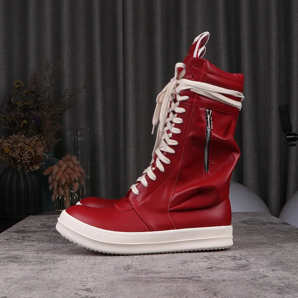 Detail of stitching on Midnight Ride Leather Boots for added style.