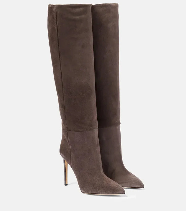 Chic suede stiletto boots designed to impress at parties.