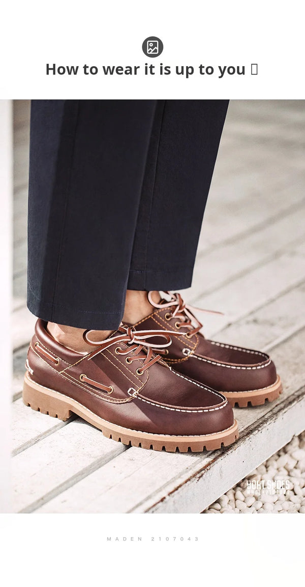 Red brown derby shoes back view showing heel and outsole detail