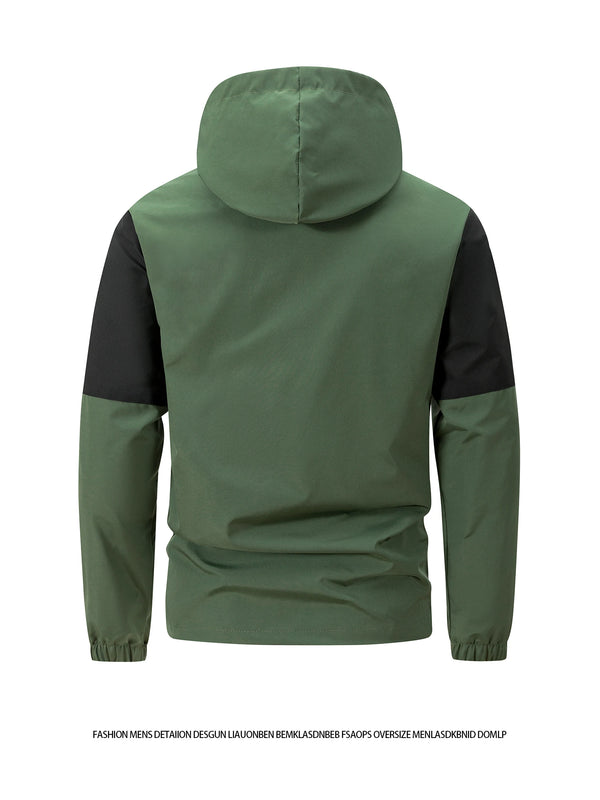 Men's hooded windproof jacket for outdoor sports, lightweight, breathable, perfect for autumn and winter adventures.