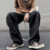 Blue wide-leg denim jeans for men, perfect for casual street style.