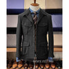 Vintage tweed herringbone men's blazer with four pockets, notched collar, and single-breasted design for stylish occasions.
