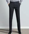 Elegant slim fit men's suit trousers in black, perfect for business and formal occasions, crafted from cotton-polyester blend
