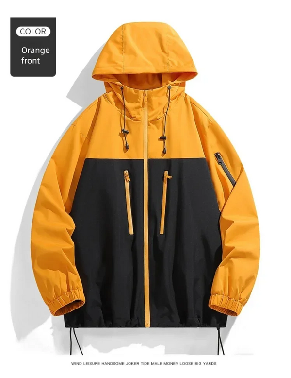 Men's waterproof hiking and urban windbreaker jacket, lightweight polyester, oversized fit, perfect for all seasons and outdo