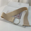 Chic Round Buckle Women's Elastic Waist Belt in neutral color, perfect for dresses, sweaters, and coats. Stylish and versatil