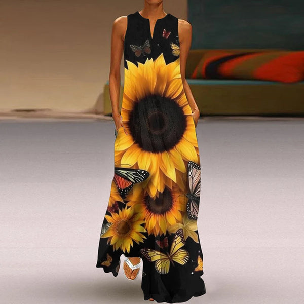 Effortless Elegance V-Neck Chiffon Maxi Dress