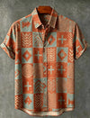 Lightweight polyester vacation shirt showcasing bold tribal geometric designs for warm weather