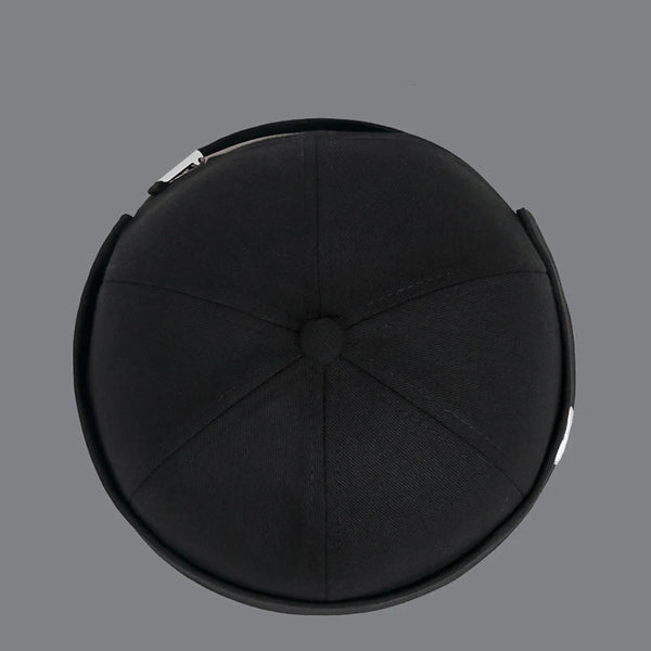 Black adjustable docker cap perfect for spring and summer casual wear